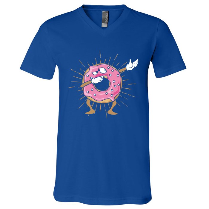 Dabbing Donut Dancing Donut Gift V-Neck T-Shirt