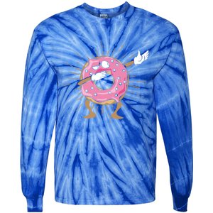 Dabbing Donut Dancing Donut Gift Tie-Dye Long Sleeve Shirt