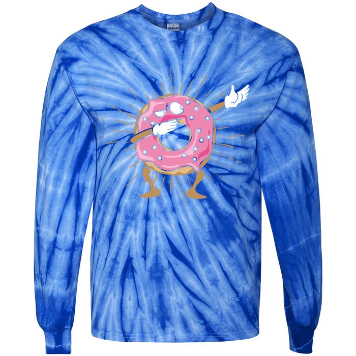 Dabbing Donut Dancing Donut Gift Tie-Dye Long Sleeve Shirt