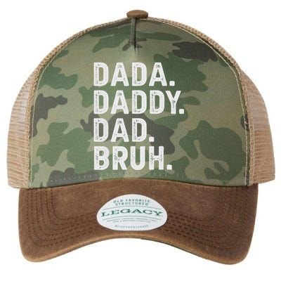 Dada Daddy Dad Bruh Funny Fathers Day Legacy Tie Dye Trucker Hat