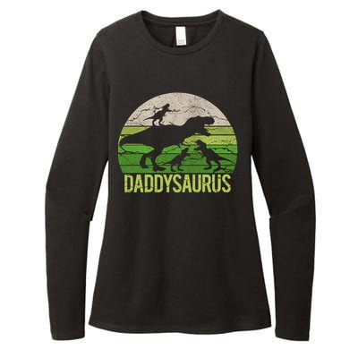 Daddy Dinosaur Daddysaurus 3 Three Gift Dad Christmas Gift Womens CVC Long Sleeve Shirt