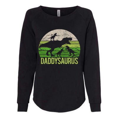 Daddy Dinosaur Daddysaurus 3 Three Gift Dad Christmas Gift Womens California Wash Sweatshirt