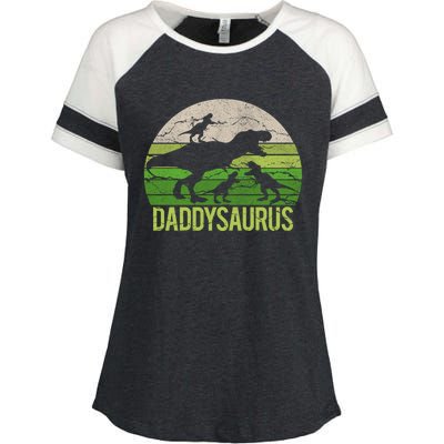 Daddy Dinosaur Daddysaurus 3 Three Gift Dad Christmas Gift Enza Ladies Jersey Colorblock Tee