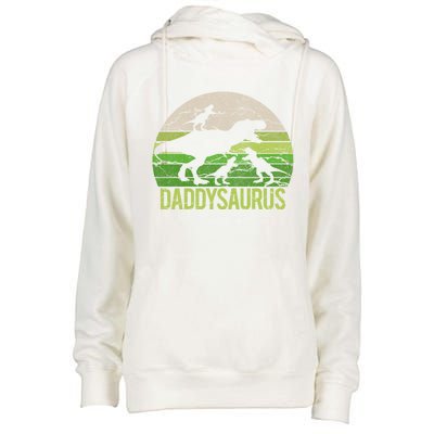 Daddy Dinosaur Daddysaurus 3 Three Gift Dad Christmas Gift Womens Funnel Neck Pullover Hood