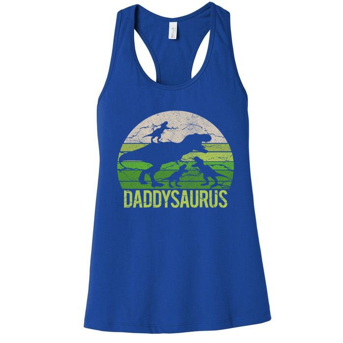 Daddy Dinosaur Daddysaurus 3 Three Gift Dad Christmas Gift Women's Racerback Tank