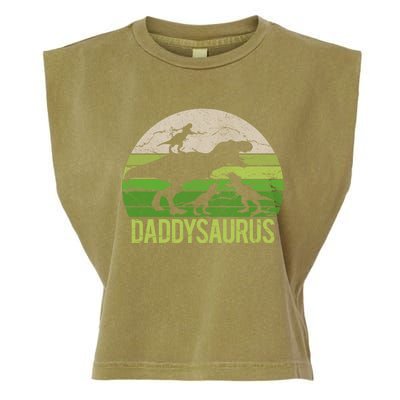 Daddy Dinosaur Daddysaurus 3 Three Gift Dad Christmas Gift Garment-Dyed Women's Muscle Tee