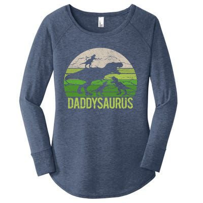 Daddy Dinosaur Daddysaurus 3 Three Gift Dad Christmas Gift Women's Perfect Tri Tunic Long Sleeve Shirt