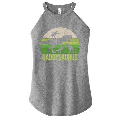 Daddy Dinosaur Daddysaurus 3 Three Gift Dad Christmas Gift Women's Perfect Tri Rocker Tank