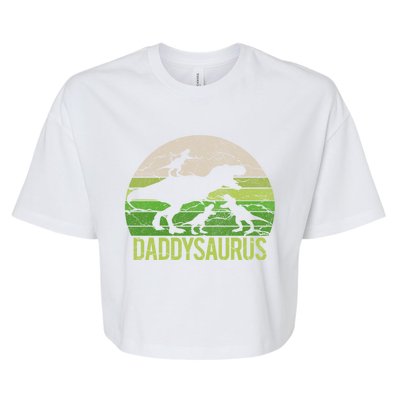 Daddy Dinosaur Daddysaurus 3 Three Gift Dad Christmas Gift Bella+Canvas Jersey Crop Tee