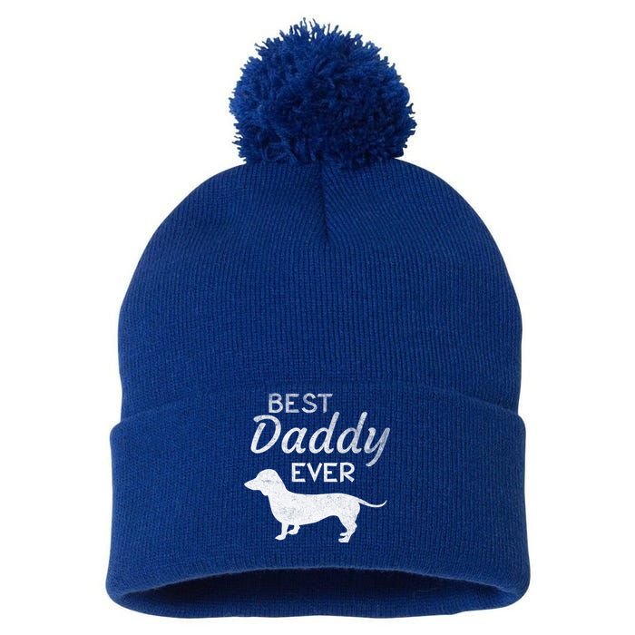 Dachshund Daddy Dad Dog Lover Fathers Day Funny Gift Pom Pom 12in Knit Beanie