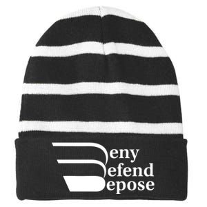 Deny Defend Depose Striped Beanie with Solid Band