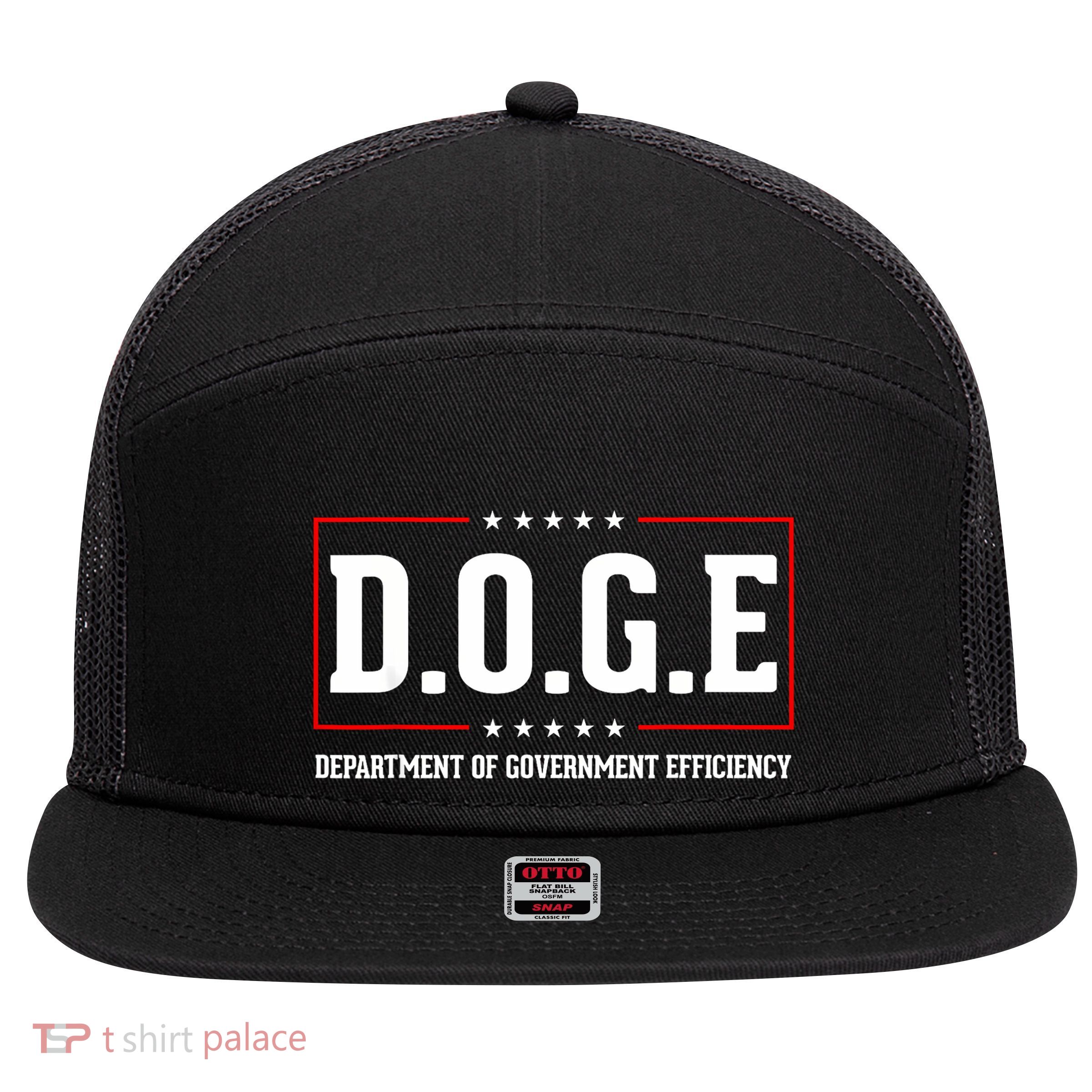 Doge D.O.G.E Department Of Government Efficiency 7 Panel Mesh Trucker Snapback Hat