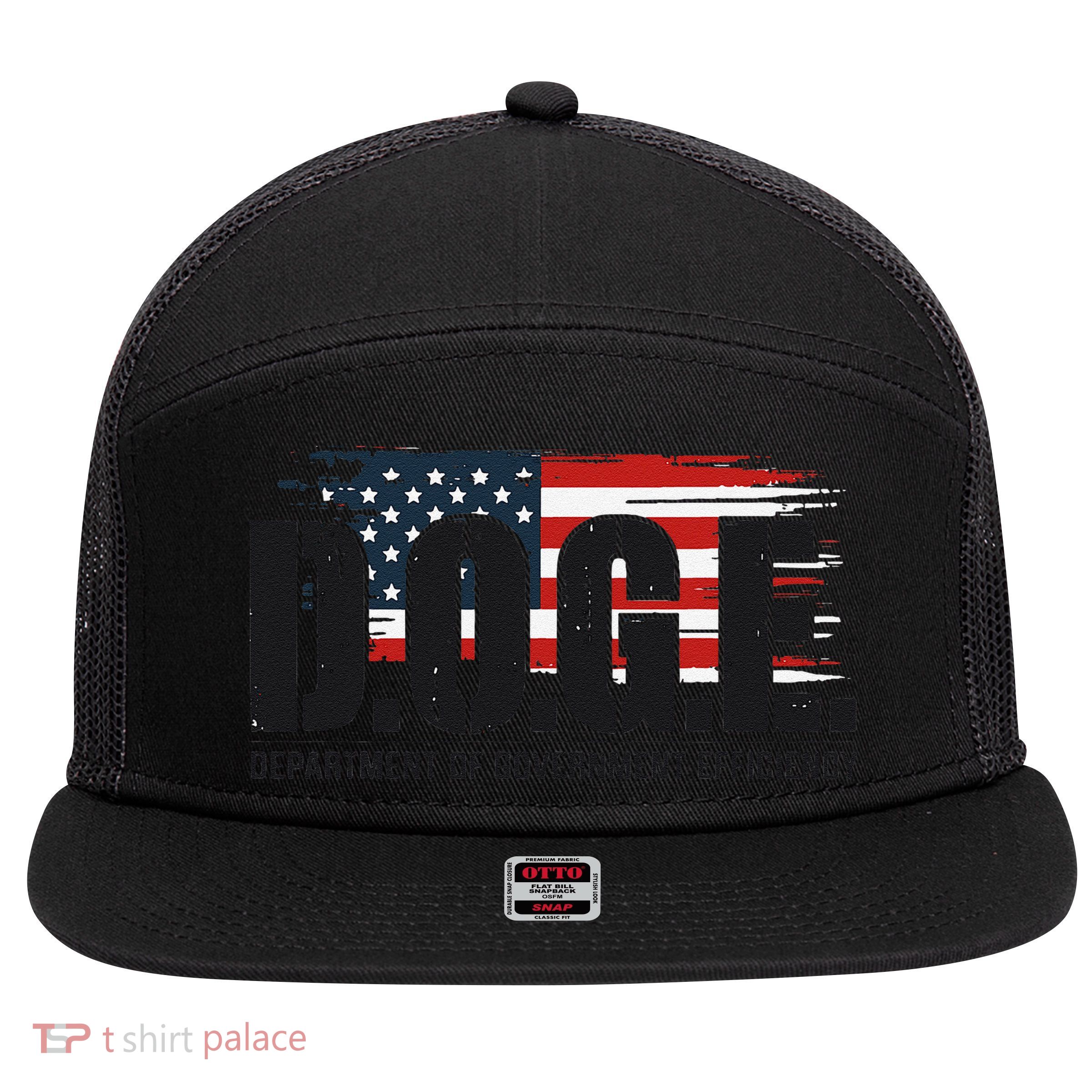 D.O.G.E Doge Department Of Government Efficiency Trump Elon 7 Panel Mesh Trucker Snapback Hat