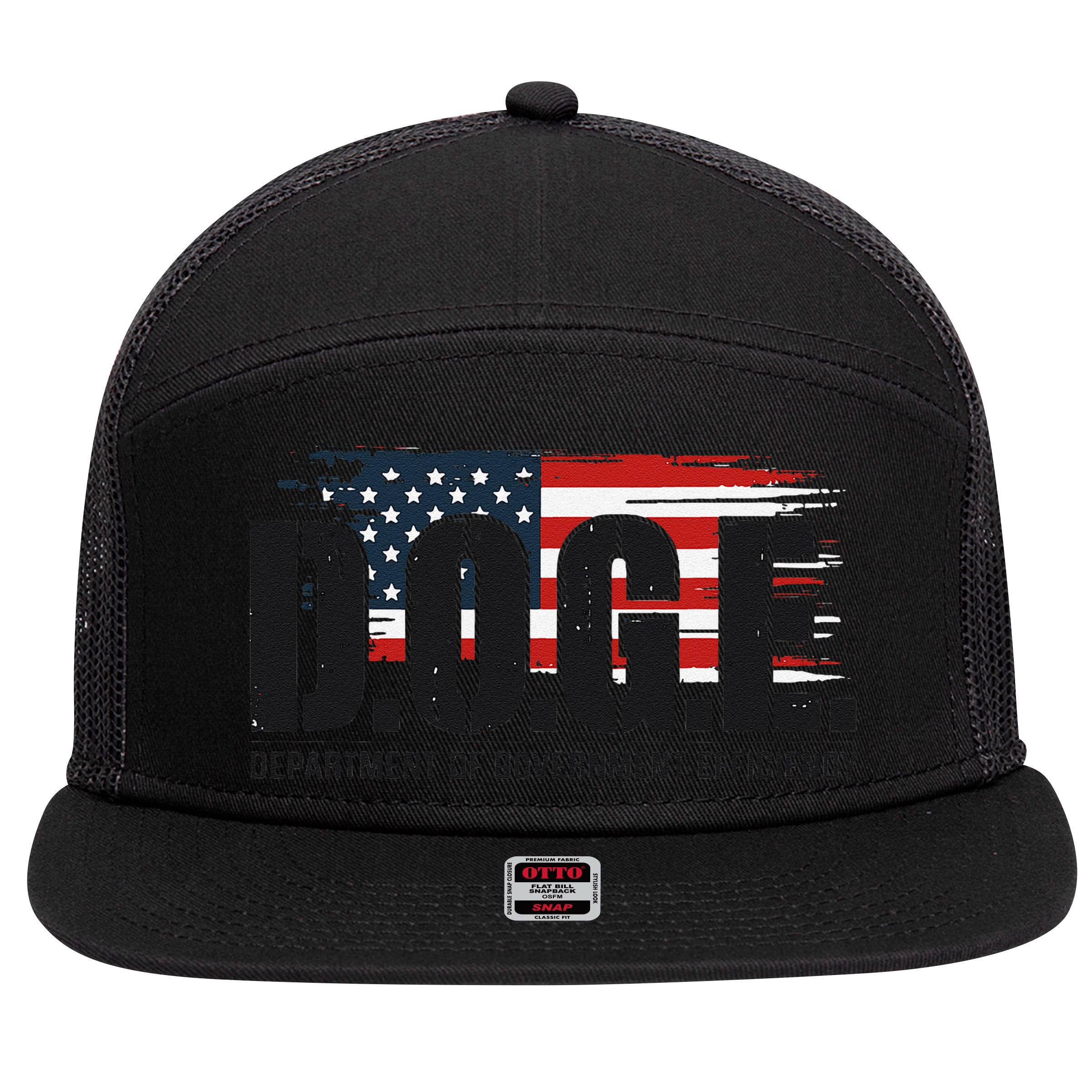 D.O.G.E Doge Department Of Government Efficiency Trump Elon 7 Panel Mesh Trucker Snapback Hat