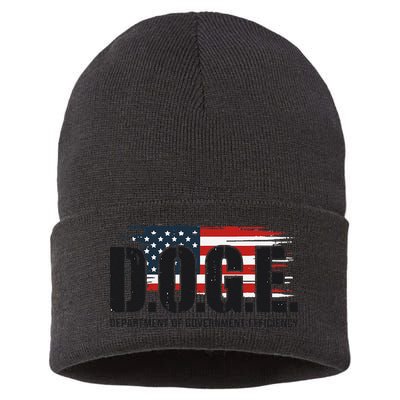 D.O.G.E Doge Department Of Government Efficiency Trump Elon Sustainable Knit Beanie