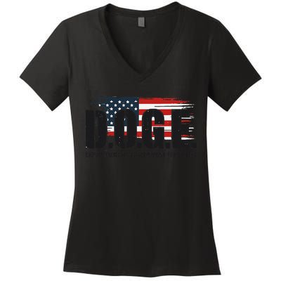 D.O.G.E Doge Department Of Government Efficiency Trump Elon Women's V-Neck T-Shirt