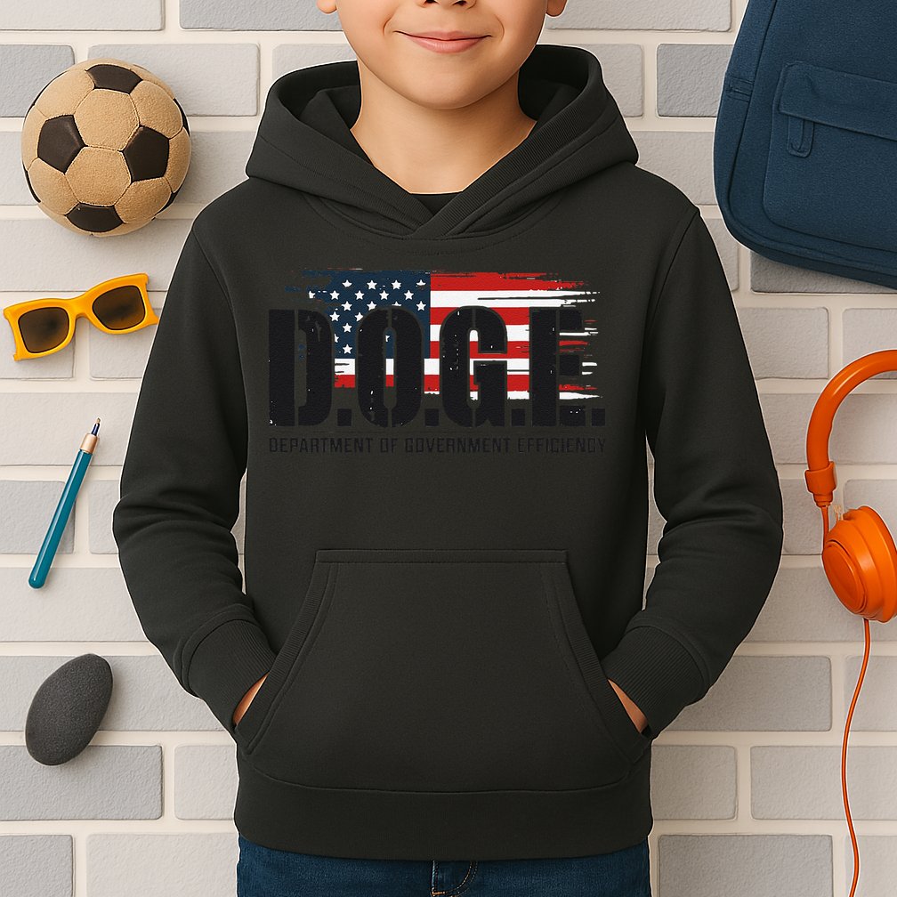 D.O.G.E Doge Department Of Government Efficiency Trump Elon Kids Hoodie