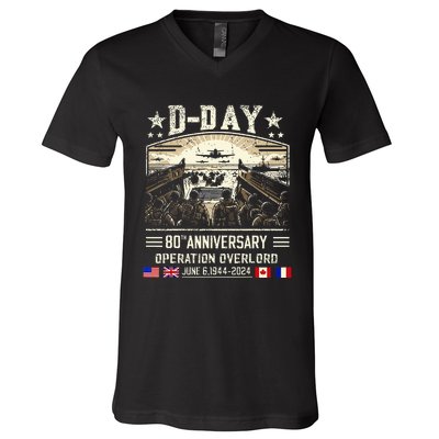 Dday Dwight D. Eisenhower Dday 80th Anniversary V-Neck T-Shirt