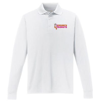 DRUNK'N DONUTS Performance Long Sleeve Polo