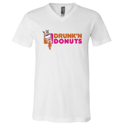 DRUNK'N DONUTS V-Neck T-Shirt