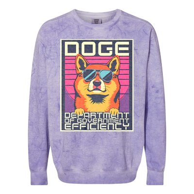 D.O.G.E Doge Department Of Government Efficiency Vintage Colorblast Crewneck Sweatshirt