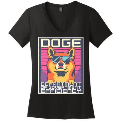 D.O.G.E Doge Department Of Government Efficiency Vintage Women's V-Neck T-Shirt