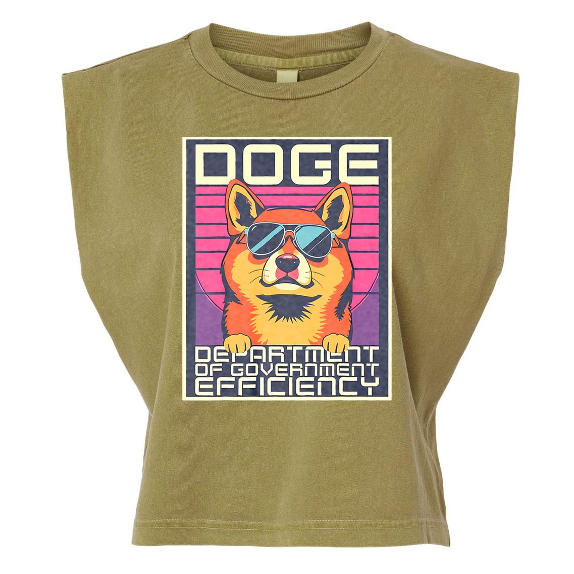 D.O.G.E Doge Department Of Government Efficiency Vintage Garment-Dyed Women's Muscle Tee