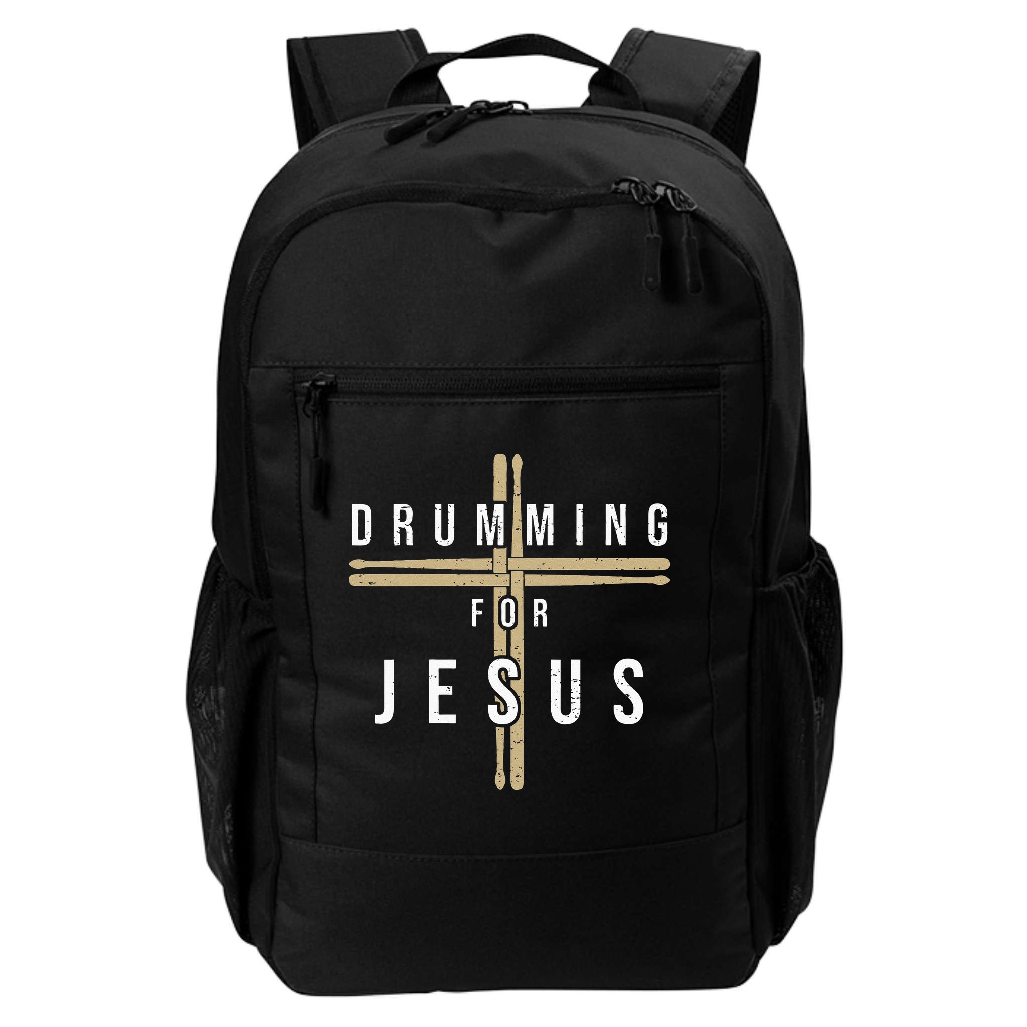 Drummer Drumming Drums Percussion I Jesus Christian Church Backpack