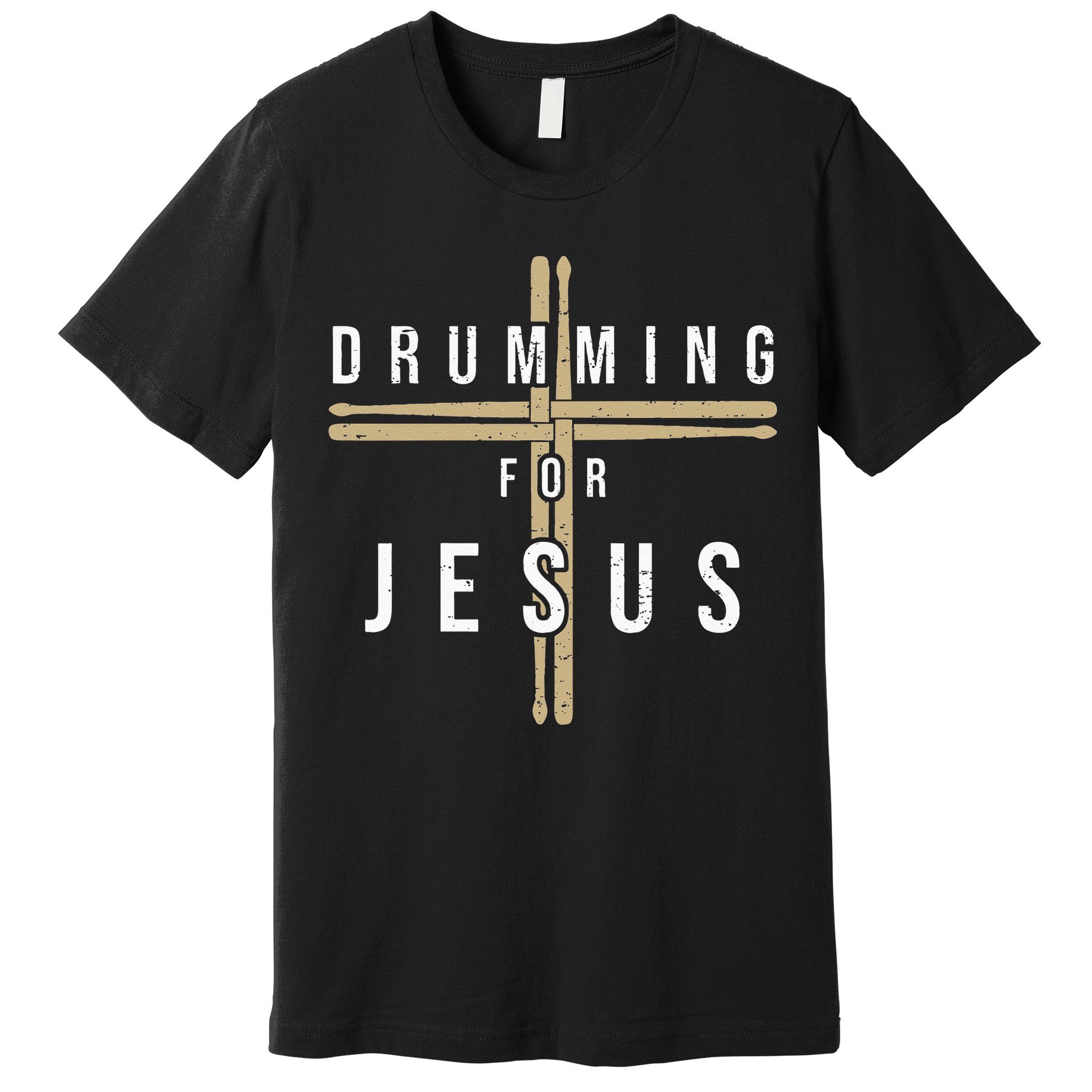 Drummer Drumming Drums Percussion I Jesus Christian Church Premium T-Shirt