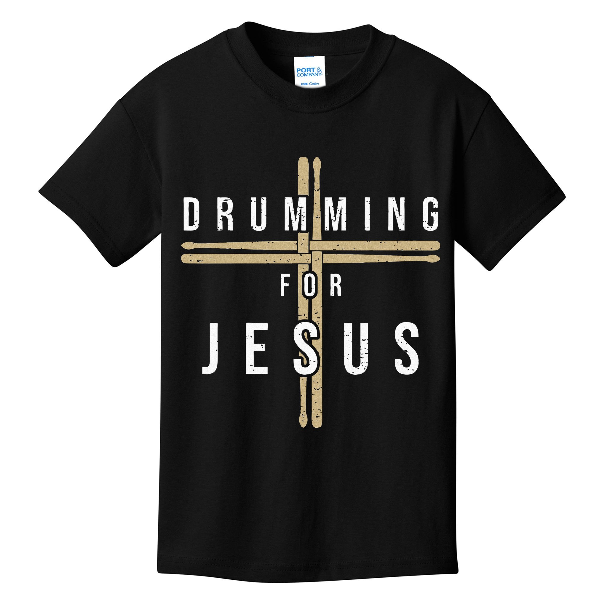 Drummer Drumming Drums Percussion I Jesus Christian Church Kids T-Shirt