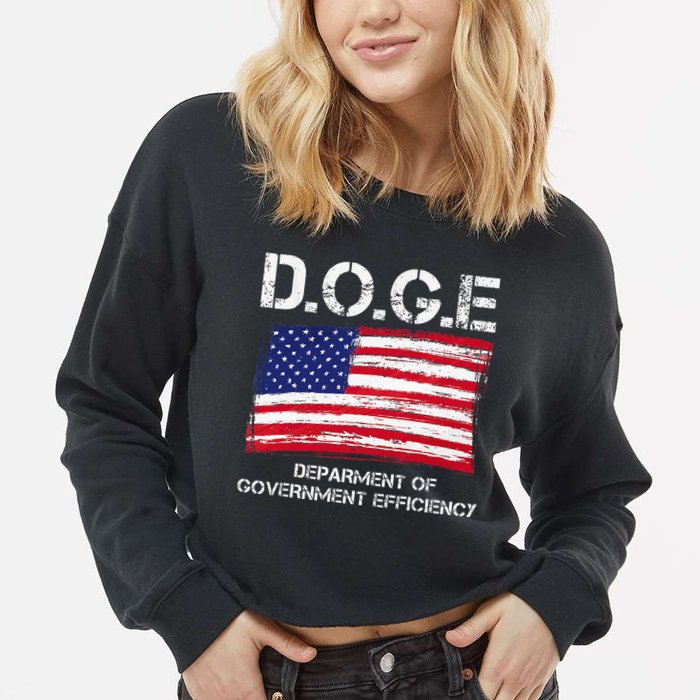 D.O.G.E Doge Department Of Government Efficiency Cropped Pullover Crew