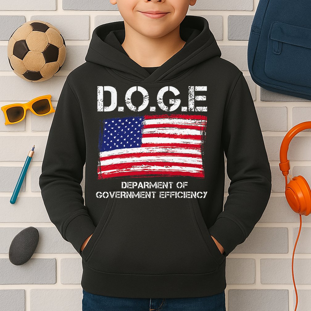 D.O.G.E Doge Department Of Government Efficiency Kids Hoodie