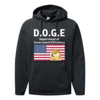 D.O.G.E Doge Department Of Government Efficiency Performance Fleece Hoodie