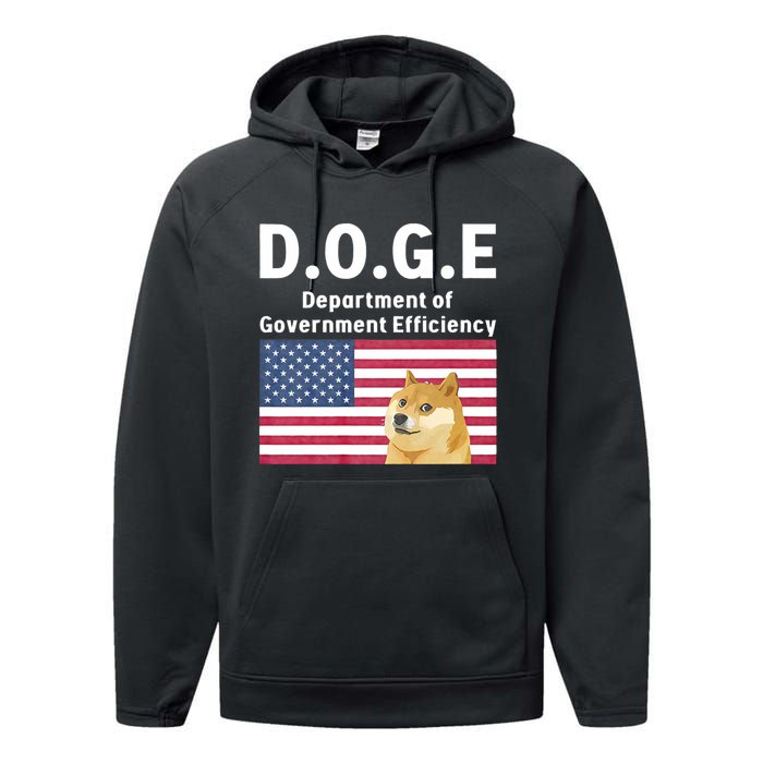 D.O.G.E Doge Department Of Government Efficiency Performance Fleece Hoodie