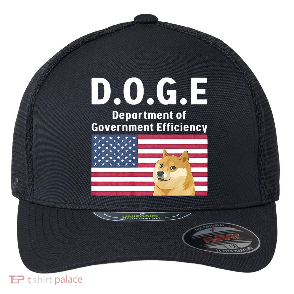D.O.G.E Doge Department Of Government Efficiency Flexfit Unipanel Trucker Cap