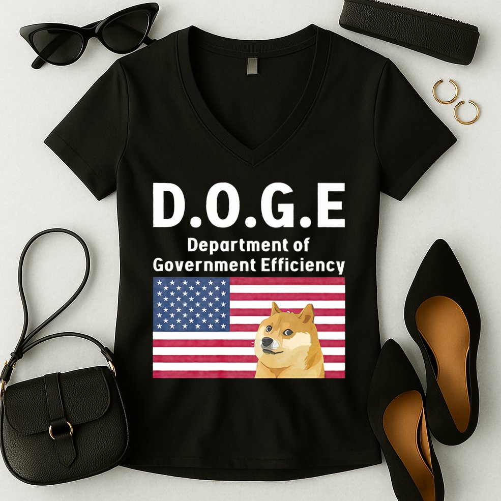 D.O.G.E Doge Department Of Government Efficiency Women's V-Neck T-Shirt