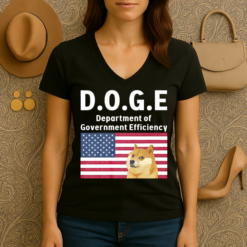 D.O.G.E Doge Department Of Government Efficiency Women's V-Neck T-Shirt