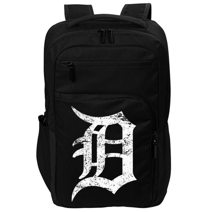 Distressed Detroit D Lettering Design Impact Tech Backpack