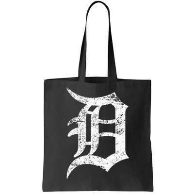 Distressed Detroit D Lettering Design Tote Bag