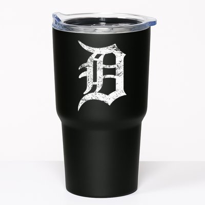 Distressed Detroit D Lettering Design Tumbler