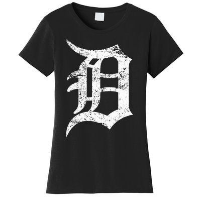 Distressed Detroit D Lettering Design Women's T-Shirt