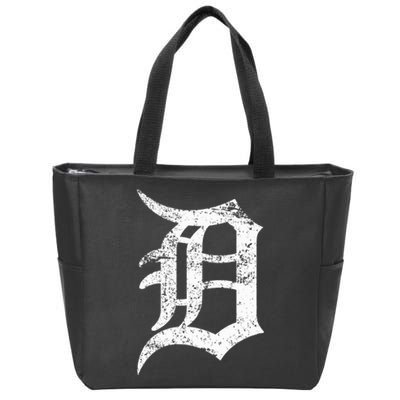 Distressed Detroit D Lettering Design Zip Tote Bag