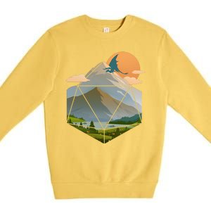 Dungeons Dragons DnD D20 Dice Mountain Nature Scene Premium Crewneck Sweatshirt