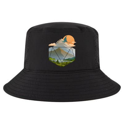 Dungeons Dragons DnD D20 Dice Mountain Nature Scene Cool Comfort Performance Bucket Hat