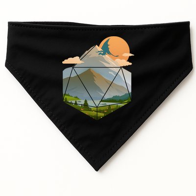 Dungeons Dragons DnD D20 Dice Mountain Nature Scene USA-Made Doggie Bandana