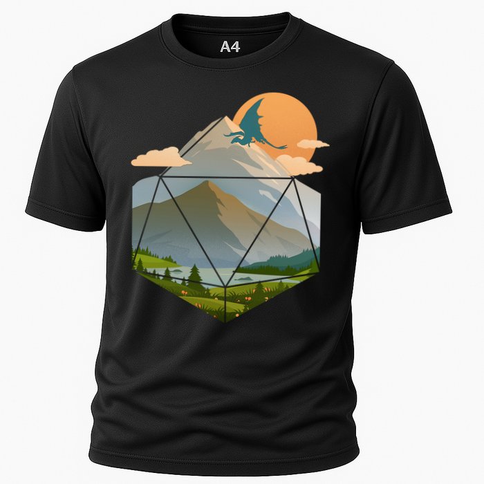 Dungeons Dragons DnD D20 Dice Mountain Nature Scene Performance Shirt