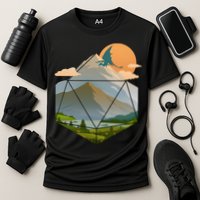 Dungeons Dragons DnD D20 Dice Mountain Nature Scene Performance Shirt
