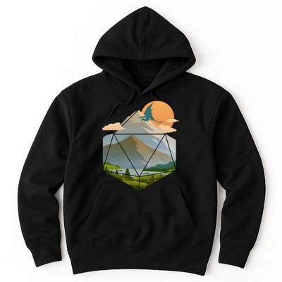Dungeons Dragons DnD D20 Dice Mountain Nature Scene Hoodie
