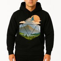 Dungeons Dragons DnD D20 Dice Mountain Nature Scene Hoodie