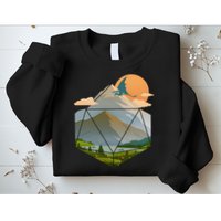 Dungeons Dragons DnD D20 Dice Mountain Nature Scene Sweatshirt
